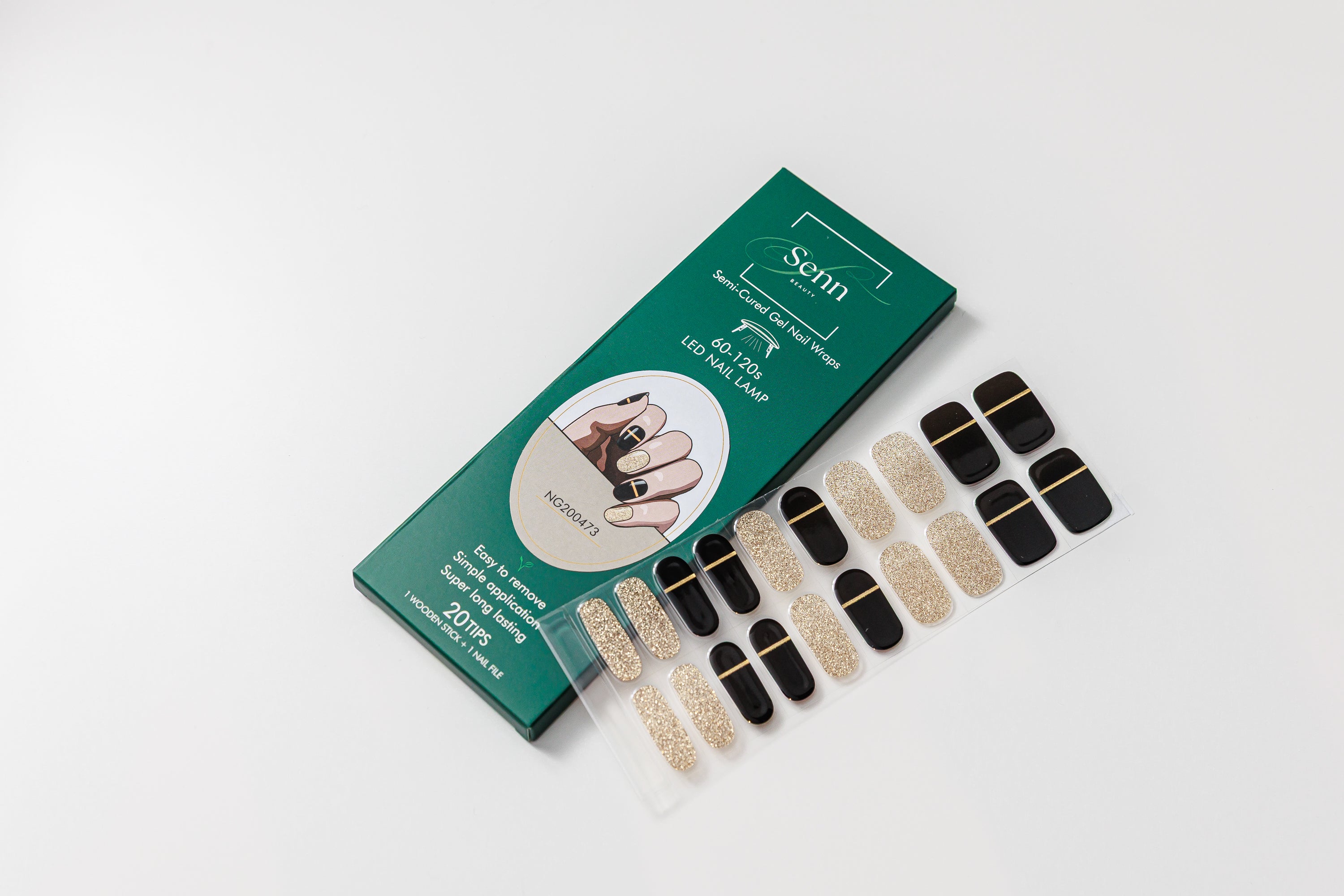 Semi-Cured Gel Nail Wraps - Midnight Gold