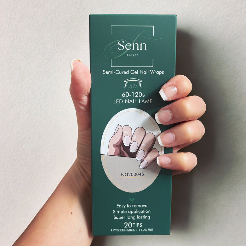 Semi-Cured Gel Nail Wraps - Glitter French Tip