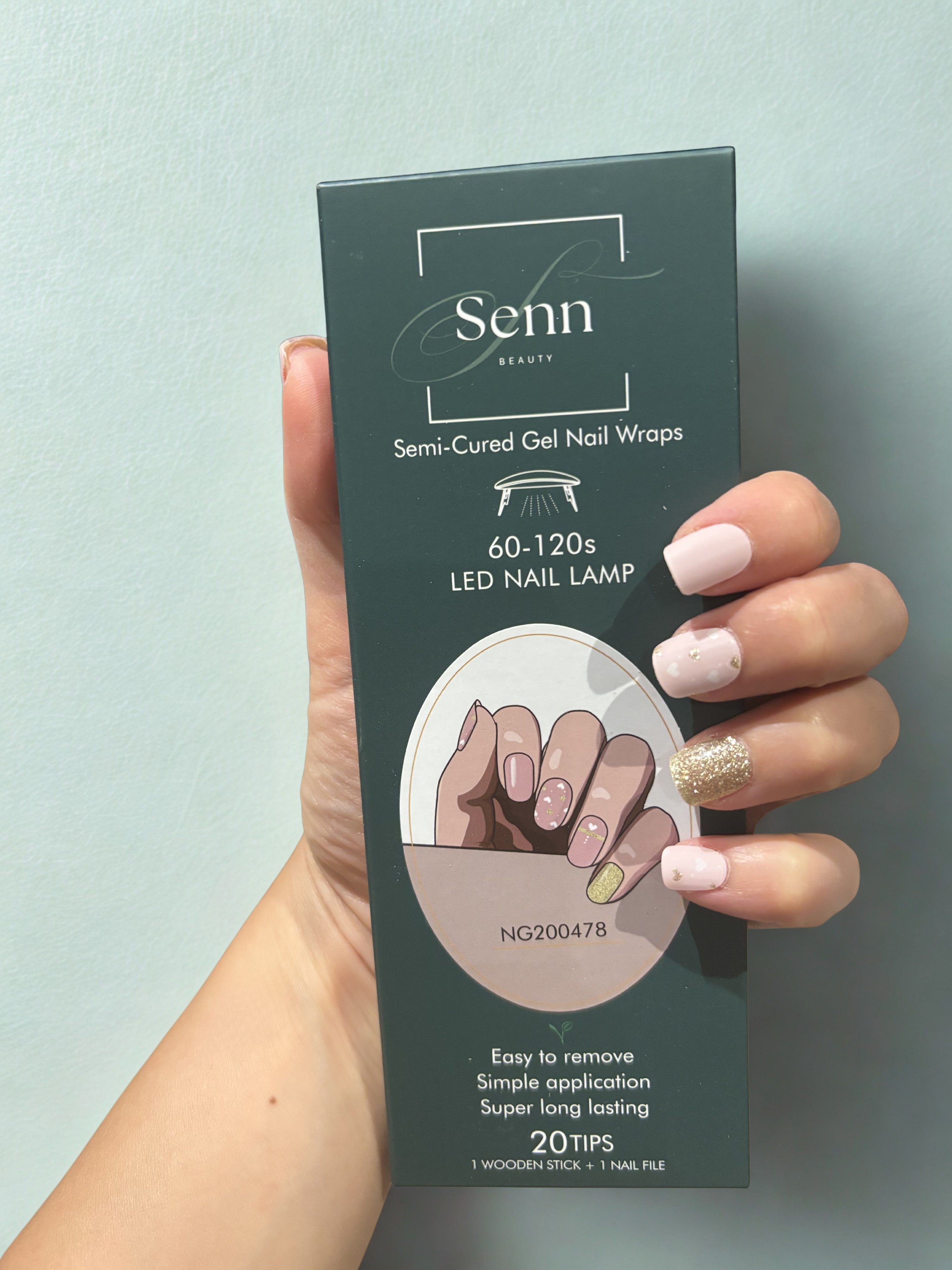 Semi-Cured Gel Nail Wraps - Gold Shimmer Hearts