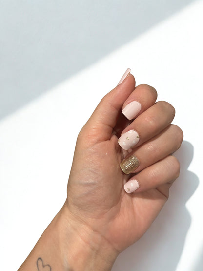 Semi-Cured Gel Nail Wraps - Gold Shimmer Hearts