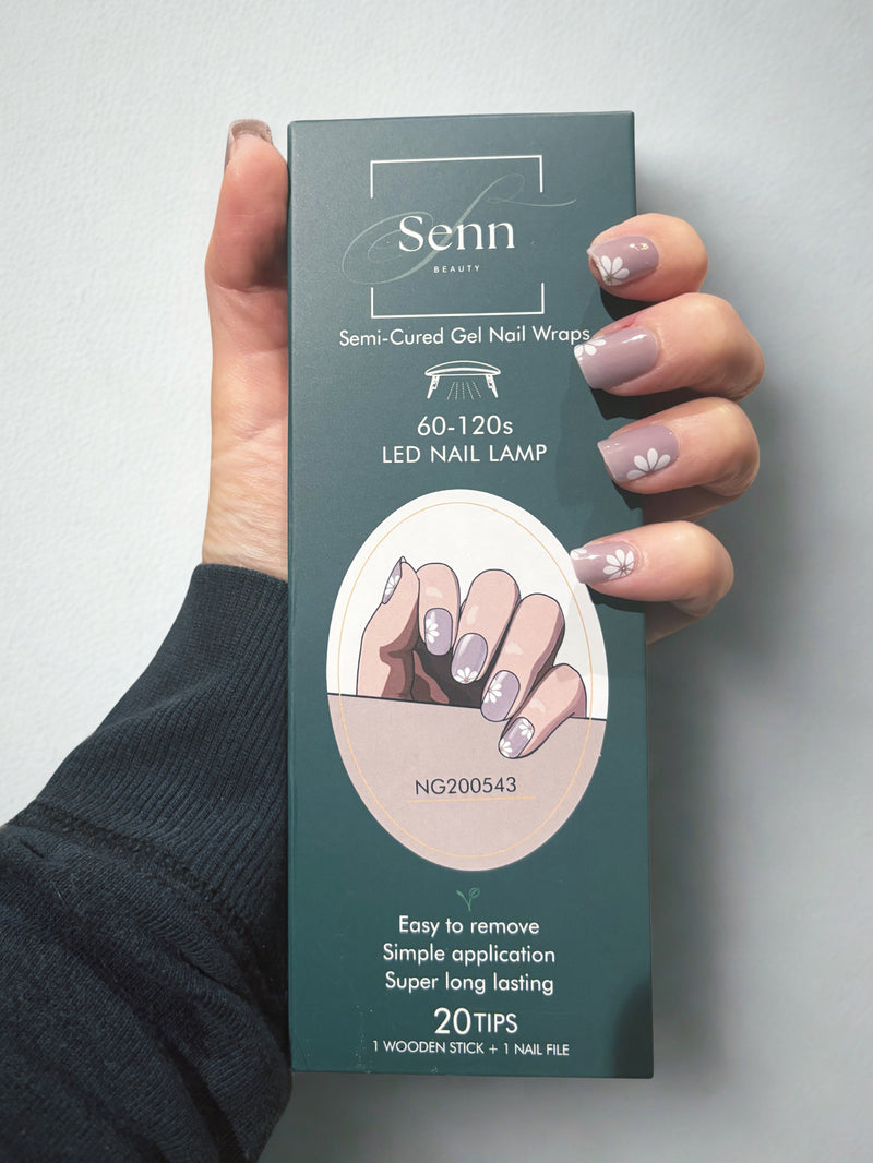 Semi-Cured Gel Nail Wraps - Lavender Daisy