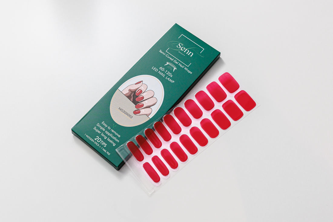 Semi-Cured Gel Nail Wraps - Cherry Red