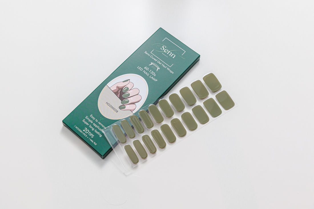 Semi-Cured Gel Nail Wraps - Sage Green