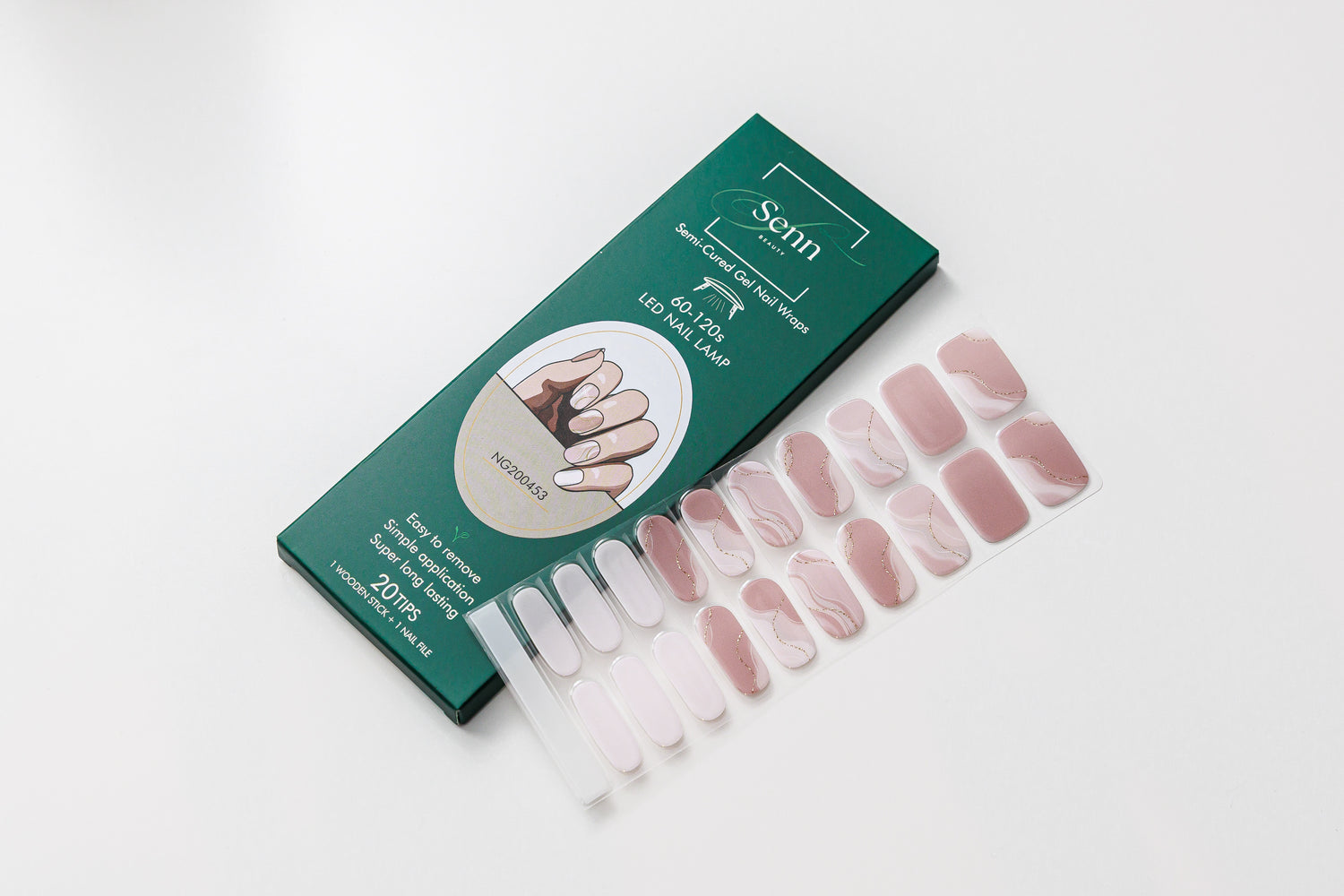 Semi-Cured Gel Nail Wraps - Rose Quartz Marble