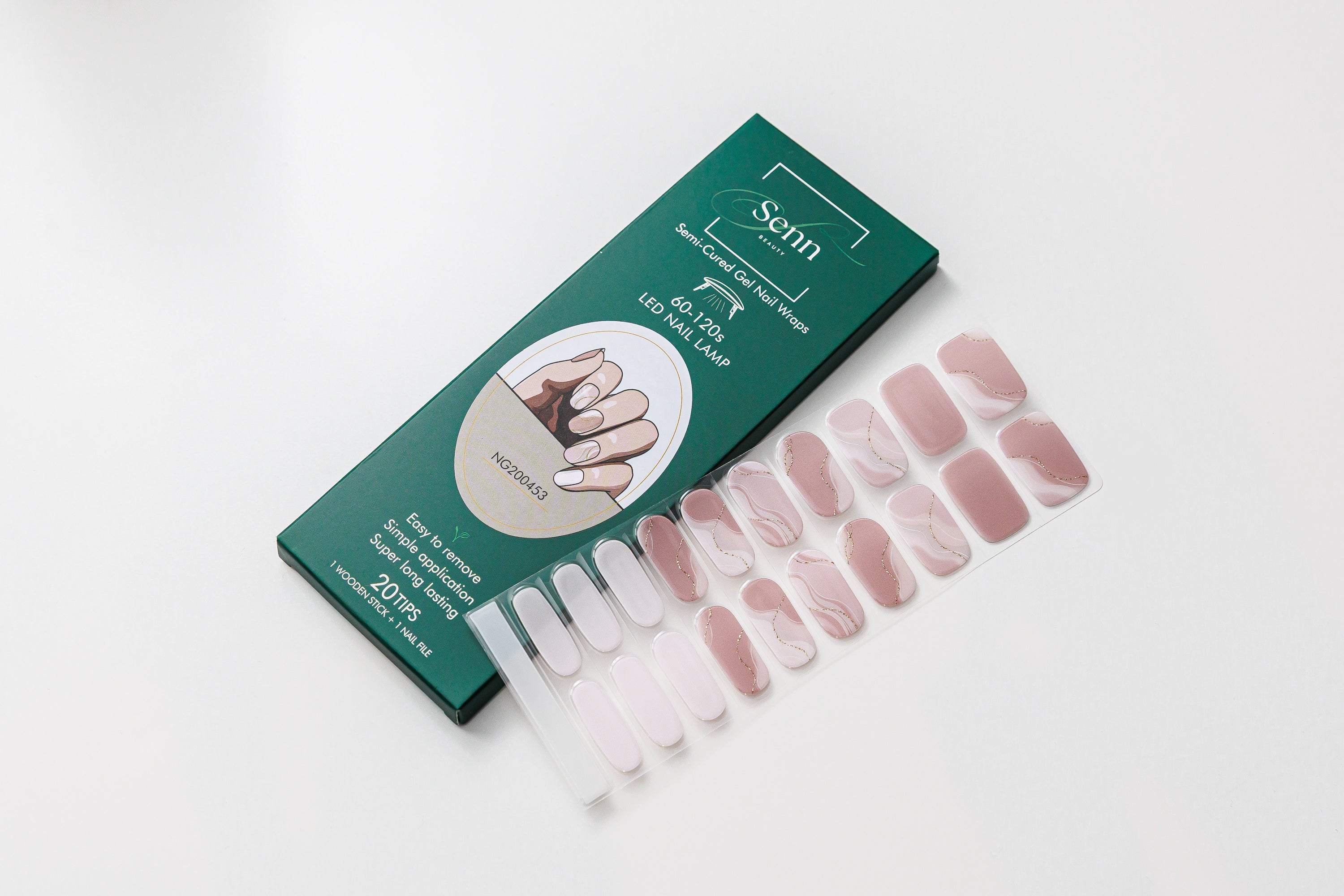 Semi-Cured Gel Nail Wraps - Rose Quartz Marble