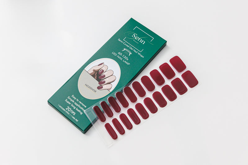 Semi-Cured Gel Nail Wraps - Burgundy Red
