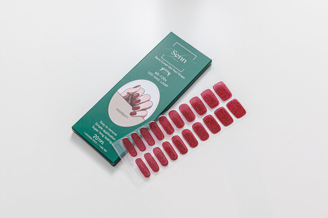 Semi-Cured Gel Nail Wraps - Scarlet Shimmer