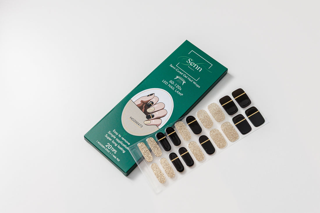 Semi-Cured Gel Nail Wraps - Midnight Gold