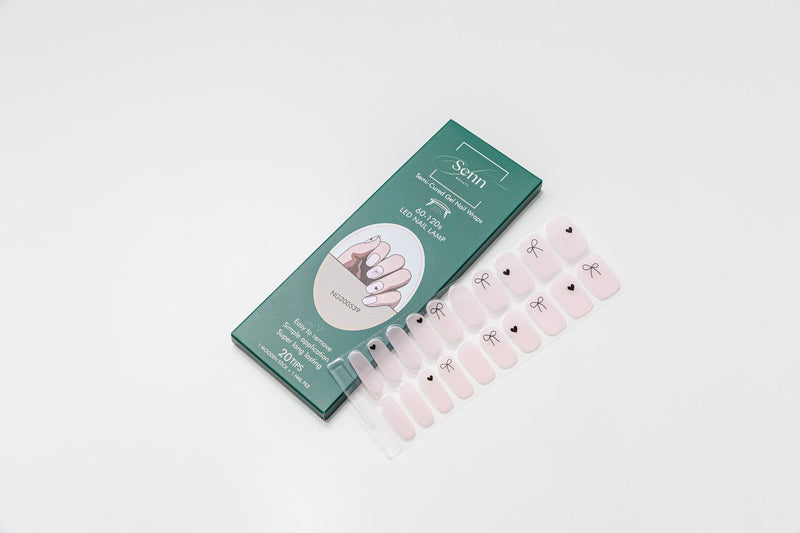 Semi-Cured Gel Nail Wraps - Pink Ribbon Romance