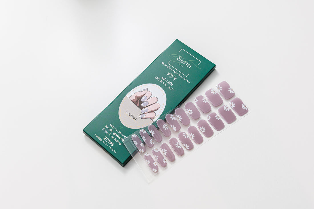 Semi-Cured Gel Nail Wraps - Lavender Daisy