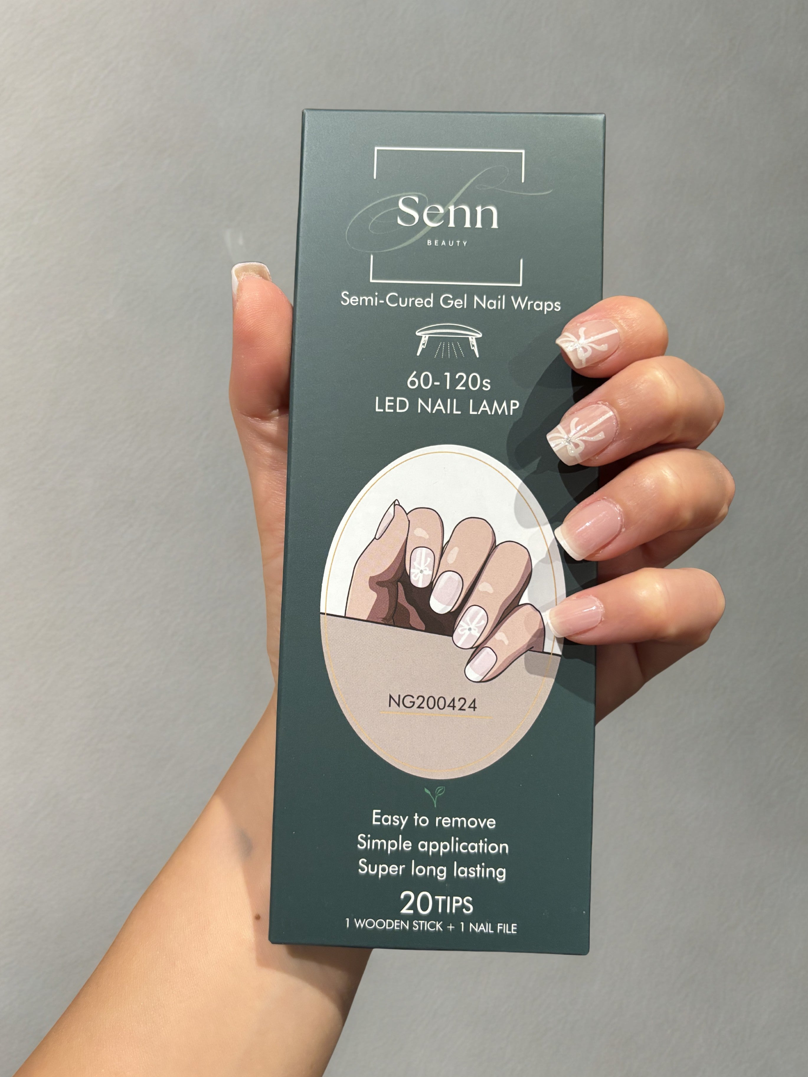 Semi-Cured Gel Nail Wraps - Pink Bow French Tip