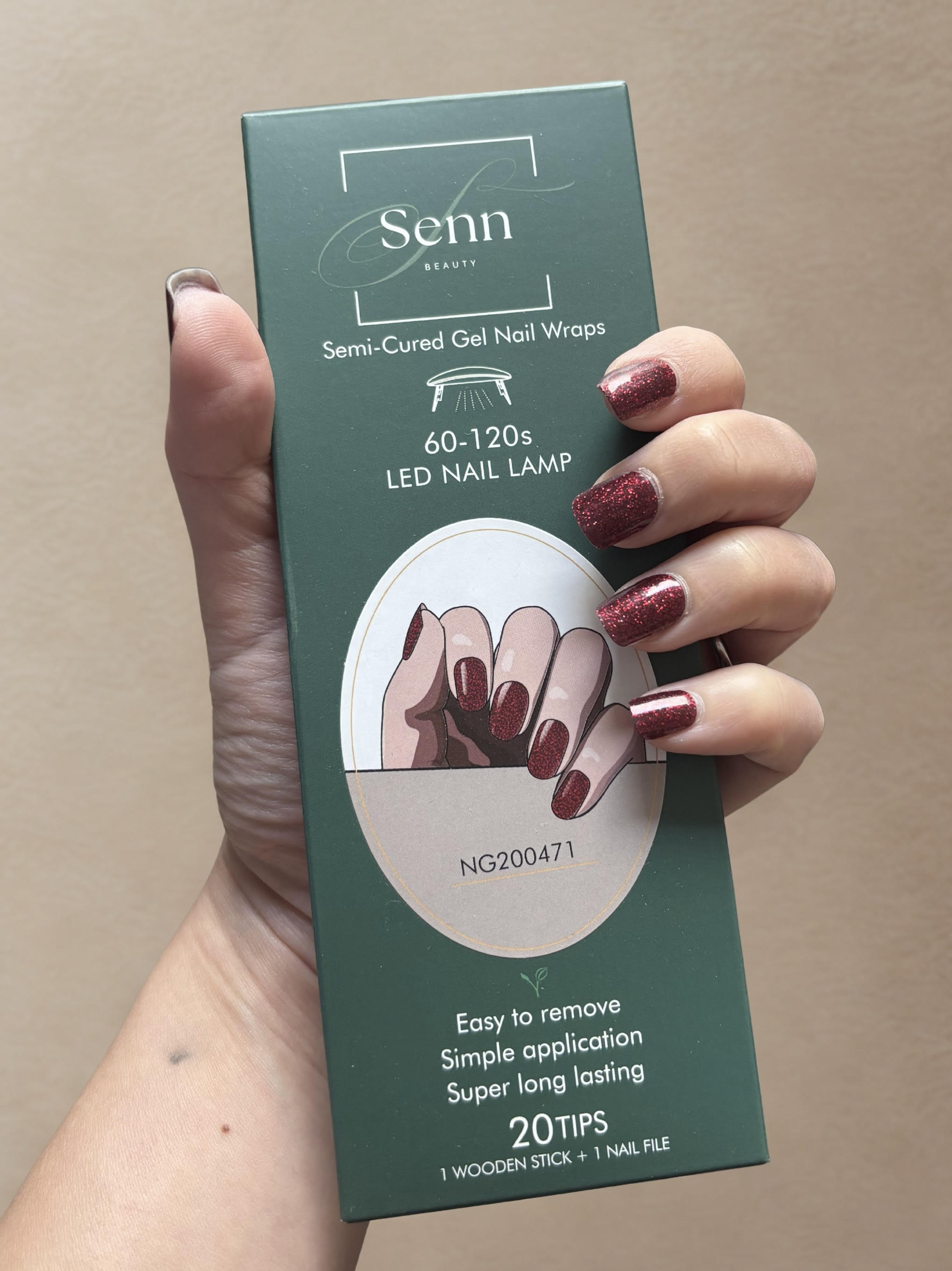 Semi-Cured Gel Nail Wraps - Scarlet Shimmer